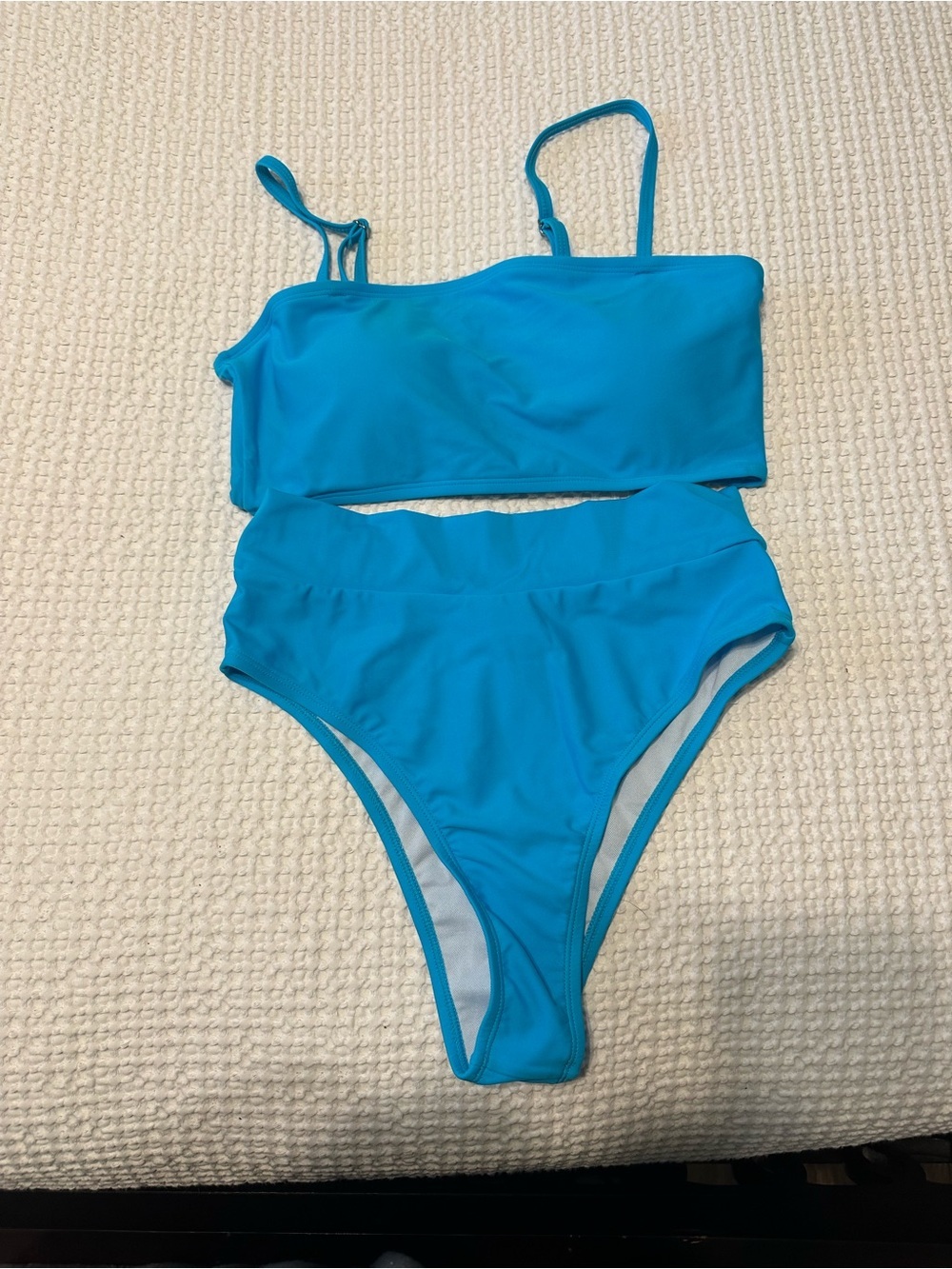 Bright Aqua Blue Swimwear Two Piece Set - Size M